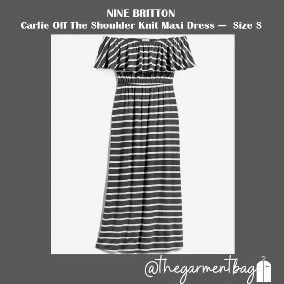 NINE BRITTON Carlie Off The Shoulder Knit Maxi Dress - Size S